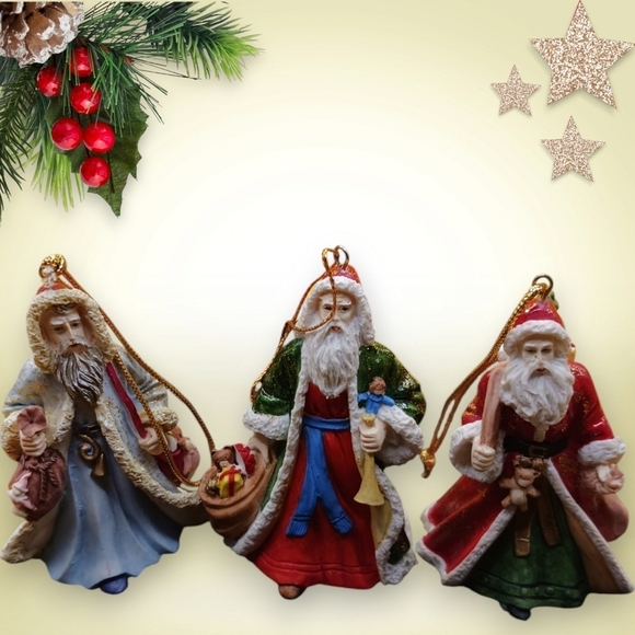 Arnart vtg 1989 santas claus in America ornaments set of 3 "3.5" - Picture 1 of 11